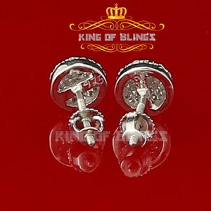 King of Bling's White 0.62ct Sterling Silver 925 Cubic Zirconia Women's Hip Hop Round Earrings image 7
