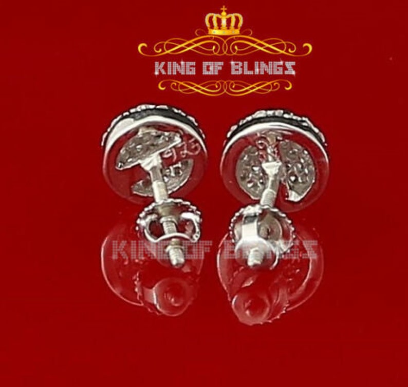 King of Bling's White 0.62ct Sterling Silver 925 Cubic Zirconia Women's Hip Hop Round Earrings image 7