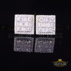 King Of Bling&#39;s Men&#39;s/Women&#39;s 925 Silver White 1.00ct VVS &#39;D&#39; Moissanite Square Stud Earrings