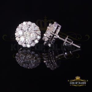 King Of Bling's Men's/Womens 925 Silver White 1.66ct VVS 'D' Moissanite Round Stud Earrings
