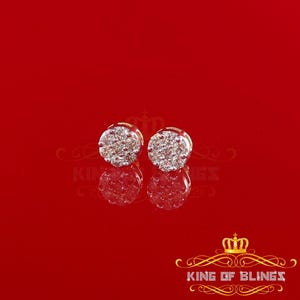 10K Real Yellow Gold with 1.25CT Real Diamond Men&#39;s/Women&#39;s Stud Round Earrings