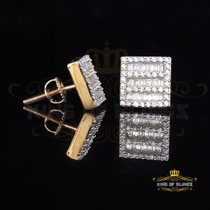 Hip Hop Screw Back Yellow 2.07ct Silver Cubic Zirconia Women's & Men's Earrings