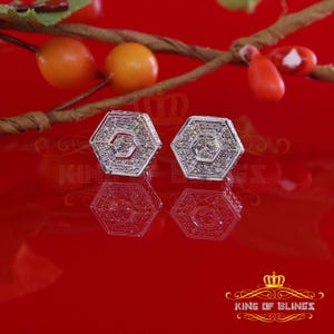 King Of Bling's 0.20ct Diamond 925 Sterling Silver Hip Hop White Stud Earring For Men & Women