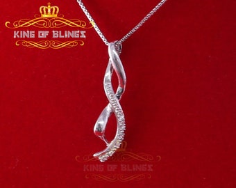 King Of Bling's Sterling Silver Speical Charm Necklace White Pendant with 0.06ct Cubic Zirconia