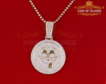 King OF Bling's Real 0.33ct Diamond Sterling Silver FASHION Charm Necklace Pendant in Yellow