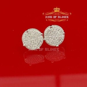 King of Bling's Aretes Para Hombre 925 White Silver Women's & Men Cubic Zirconia Round Earring