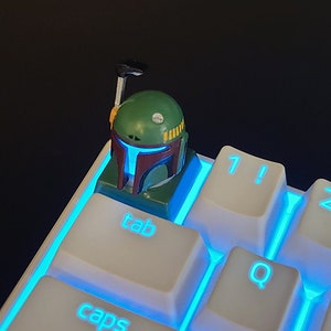 The Mandalorian Boba Fett Backlit LED Keycap Handmade Resin Custom Artisan