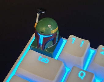 The Mandalorian Boba Fett Backlit LED Keycap Handmade Resin Custom Artisan