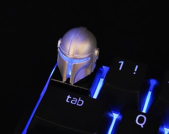 The Mandalorian Backlit LED Keycaps Handmade Resin Custom Artisan