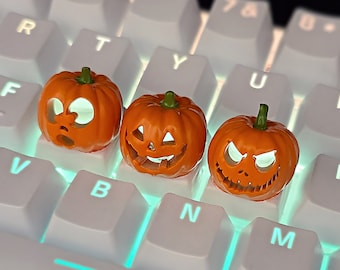 Halloween Pumpkin Backlit LED Keycaps Handmade Resin Custom Artisan