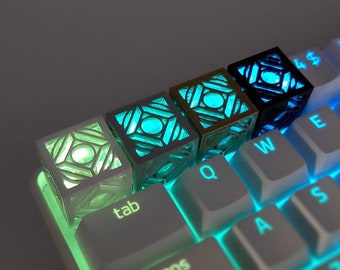 Star Wars Jedi Holocron Backlit LED Keycaps Handmade Resin Custom Artisan