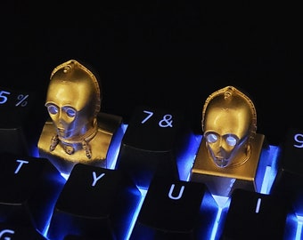 Star Wars C-3PO Backlit LED Keycaps Handmade Resin Custom Artisan