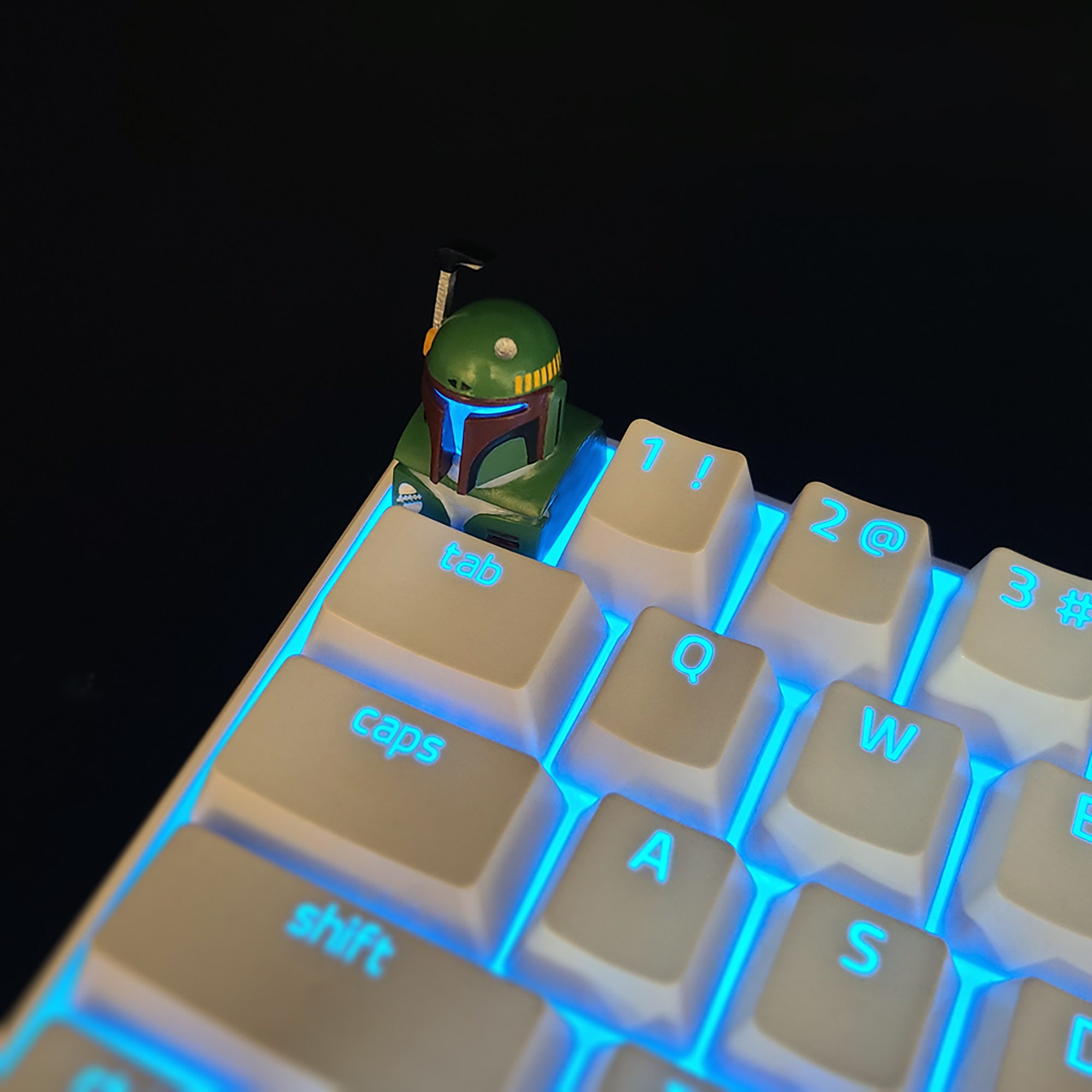 The Mandalorian Boba Fett Backlit LED Keycap Handmade Resin Custom