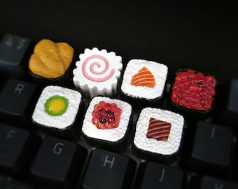 Sushi Roll Keycaps Handmade Resin Custom Artisan