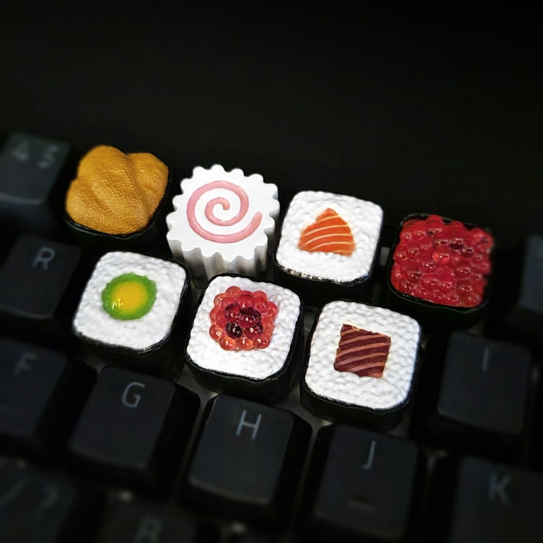 Sushi Roll Keycaps Handmade Resin Custom Artisan 