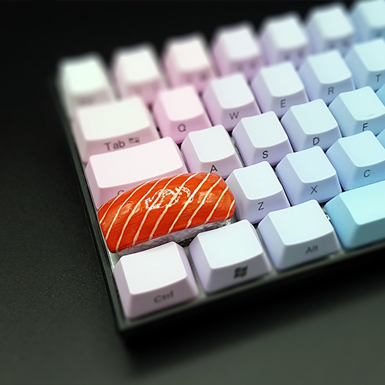 Salmon Sushi Keycaps Handmade Resin Custom Artisan 