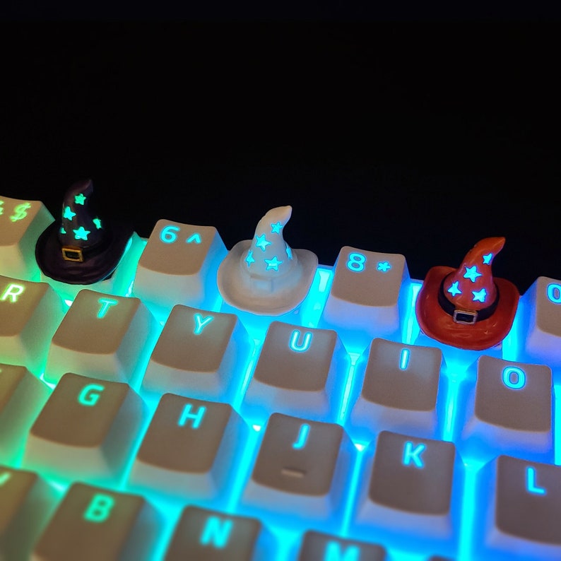 Witch Hat Backlit LED Keycaps Handmade Resin Custom Artisan 