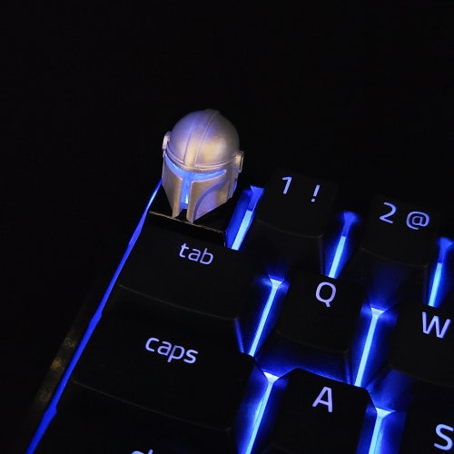 The Mandalorian Backlit LED Keycaps Handmade Resin Custom Artisan