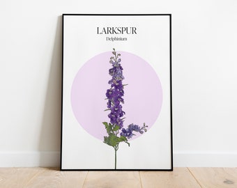 Larkspur, July Birth Flower Print
