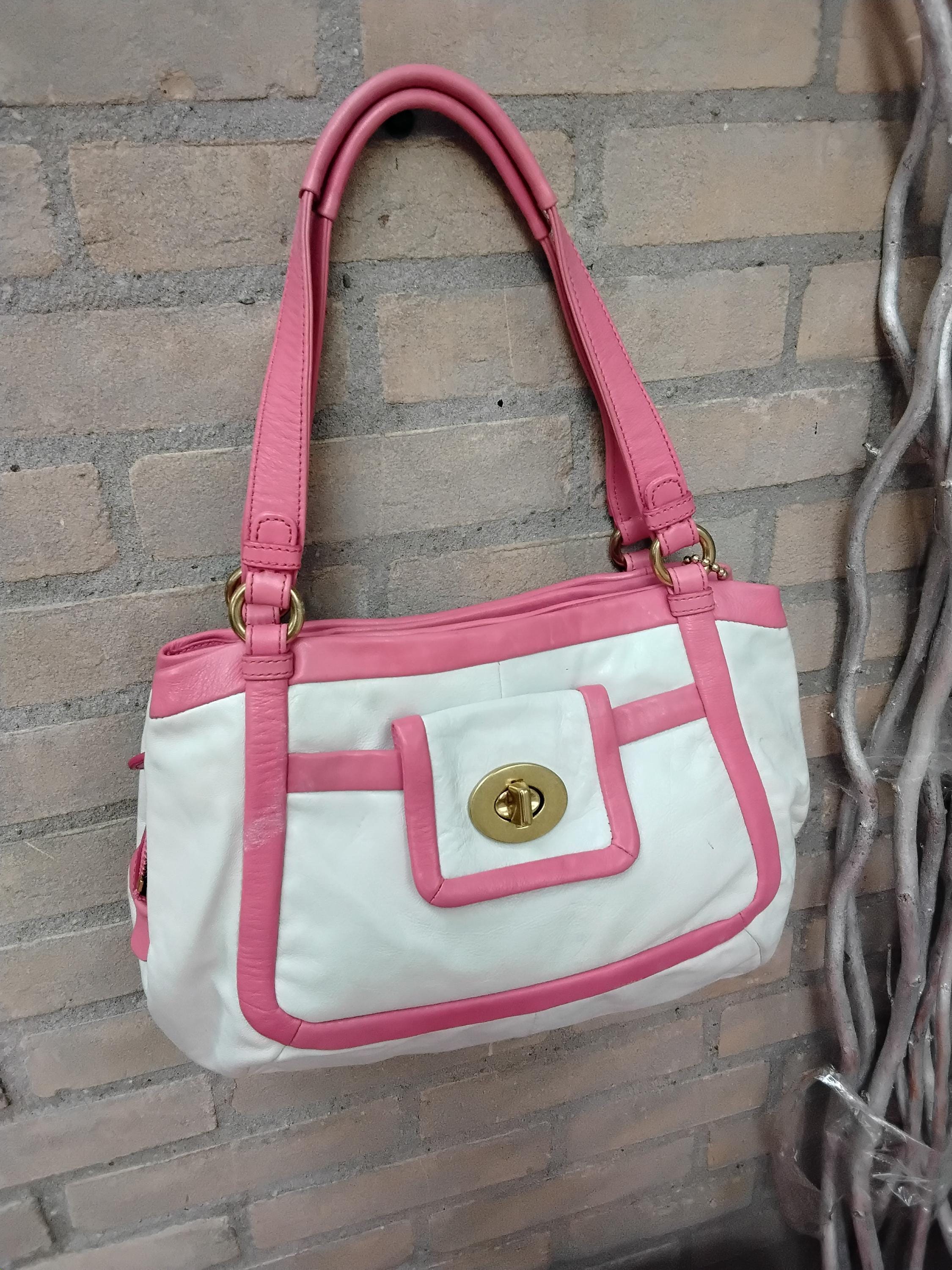 COACH クリケット ホワイト ピンクトリム レザー ヴィンテージ 