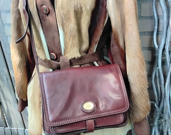 Vintage The Bridge Florence Crossbody Bag Italian Saddle Leather Cognac Brown Firenze Tuscany 90s Quiet Luxury Old Money made in Italy