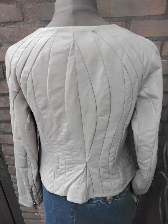 Arma soft leather patchwork off white chalk cropp… - image 6