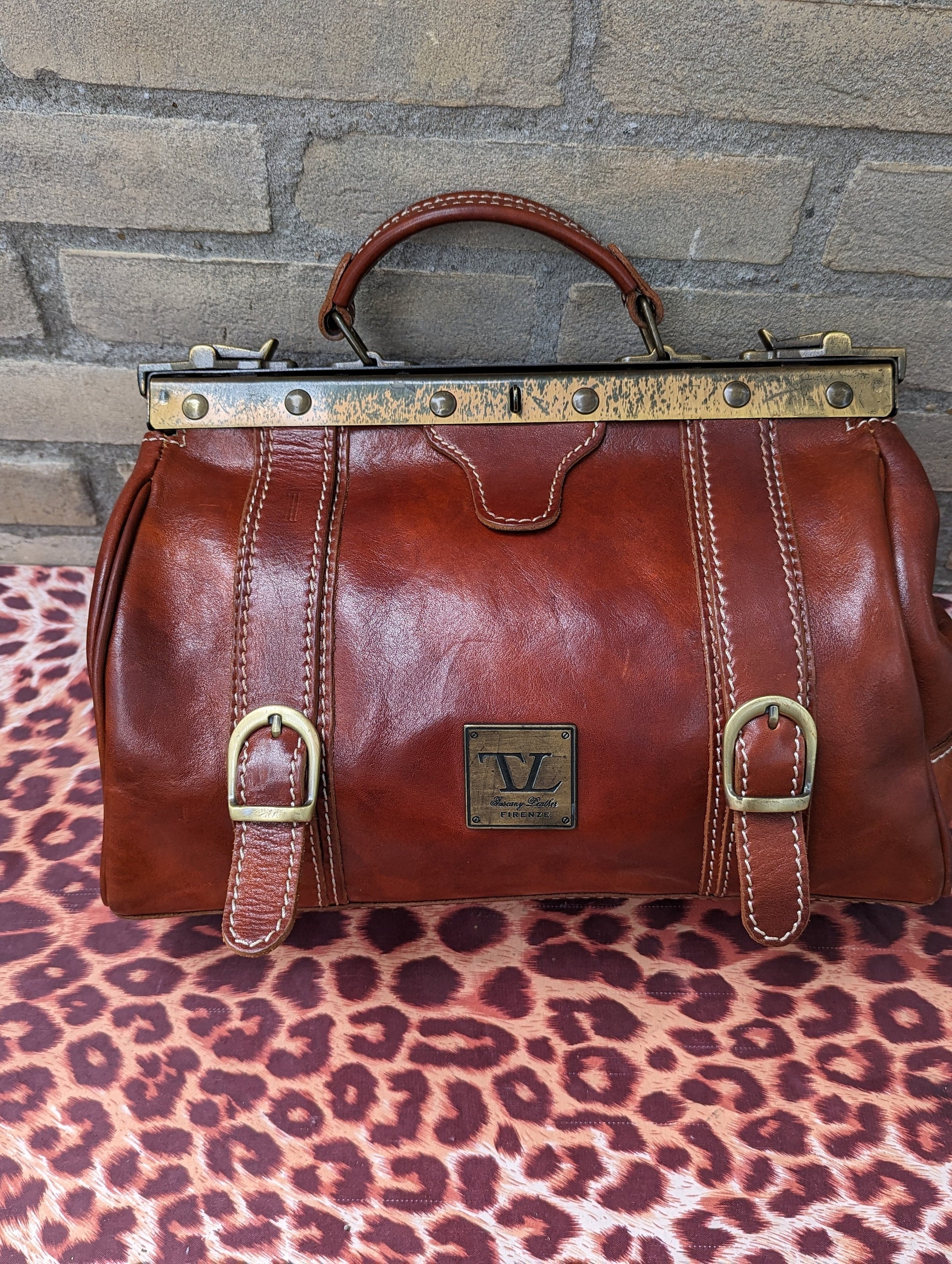 1940's Italian Genuine Leather Small Doctor Bag 