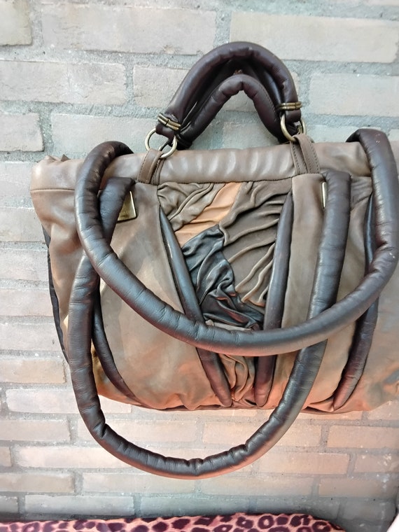 Vintage eighties  brown pillow leather statement bag rare shoulderbag handbag satchel purse everyday bag bag as a gift travel working