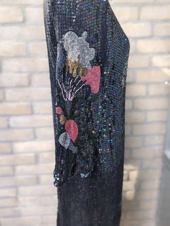 Vintage 1980s Stenay beaded silk size M dress, ma… - image 3