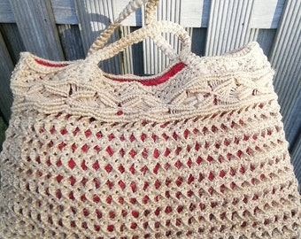 Handmade vintage macrame market bag Jute market bag, macrame bag, macrame shopper. Macrame bag short handle, macrame 70s bag