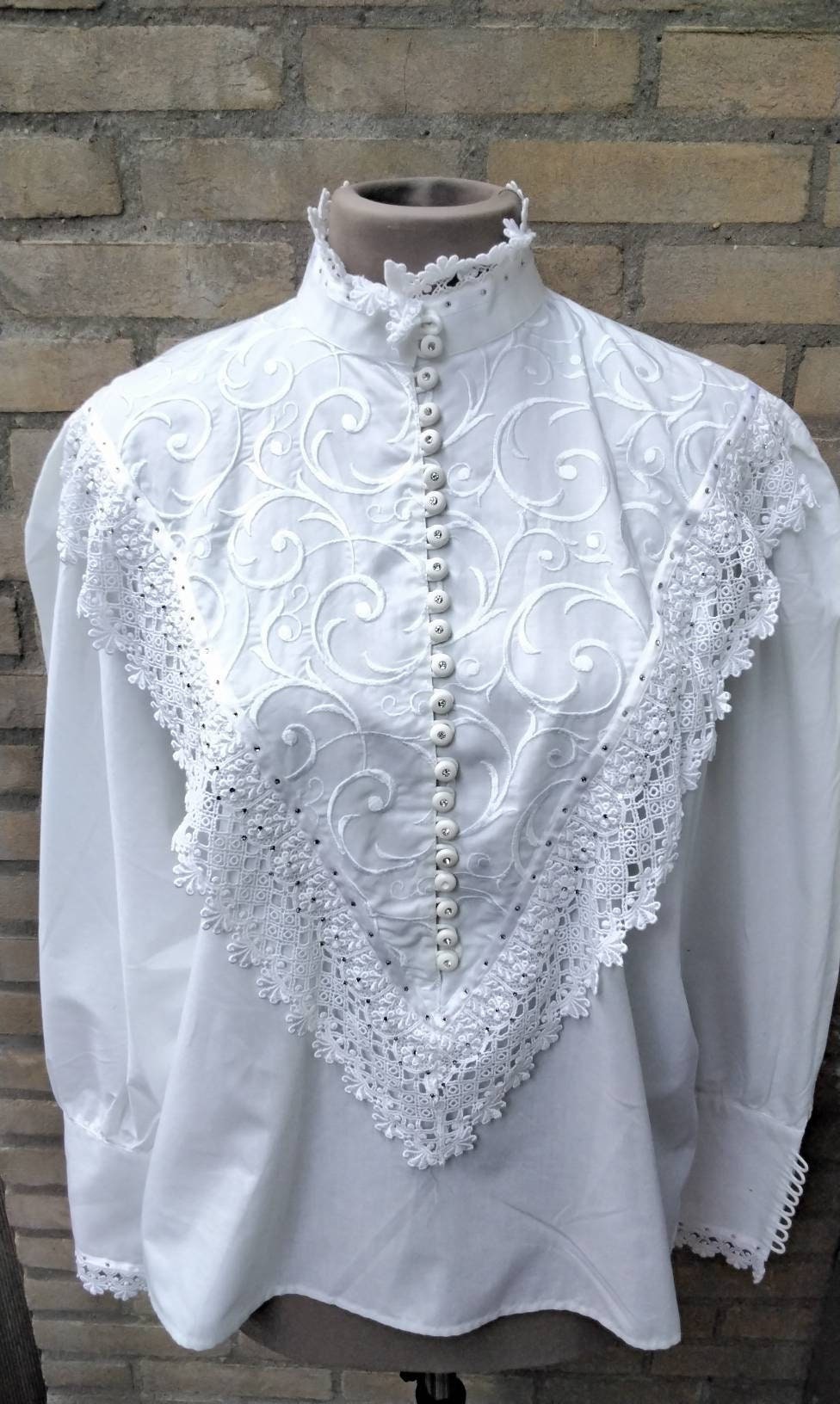 old fashioned high neck blouse