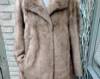 Luksusowy, vintage, miodowy płaszcz z futra norek, rozmiar M/L, krótki, karmelowy płaszcz z futra norek, krótka, brązowa kurtka z futra norek