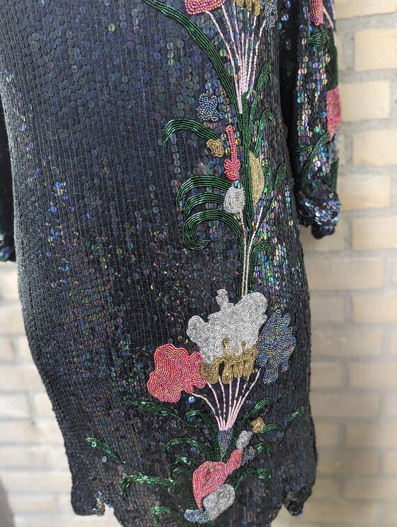 Vintage 1980s Stenay beaded silk size M dress, ma… - image 5