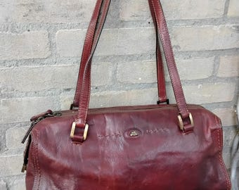 Vintage The Bridge Leather Bowling Bag Cognac Doctor Bag authentic Italian purse