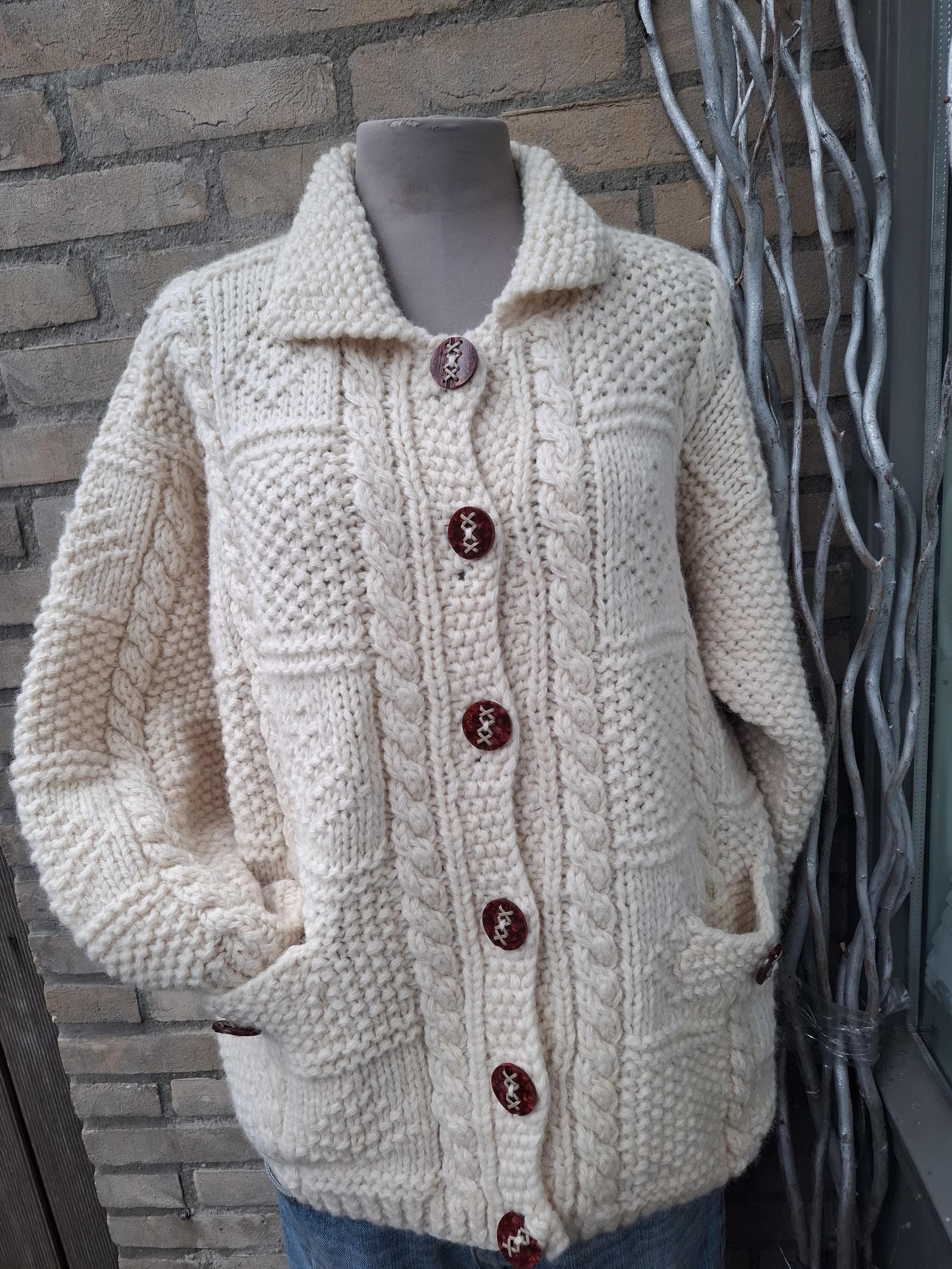 Long Beige Cardigan Sweater Hollow Out Open Front Knit Long