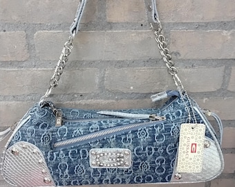 GUSSACI Y2K washed denim Sky silver hobo shoulder handbag purse Guess inspire