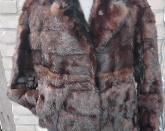 Wunderschöner Vintage-Nerzmantel in Braun, tailliert, Größe M; kurzer karamellfarbener Nerzmantel in Größe 10 (UK); kurze braune Damen-Nerzjacke