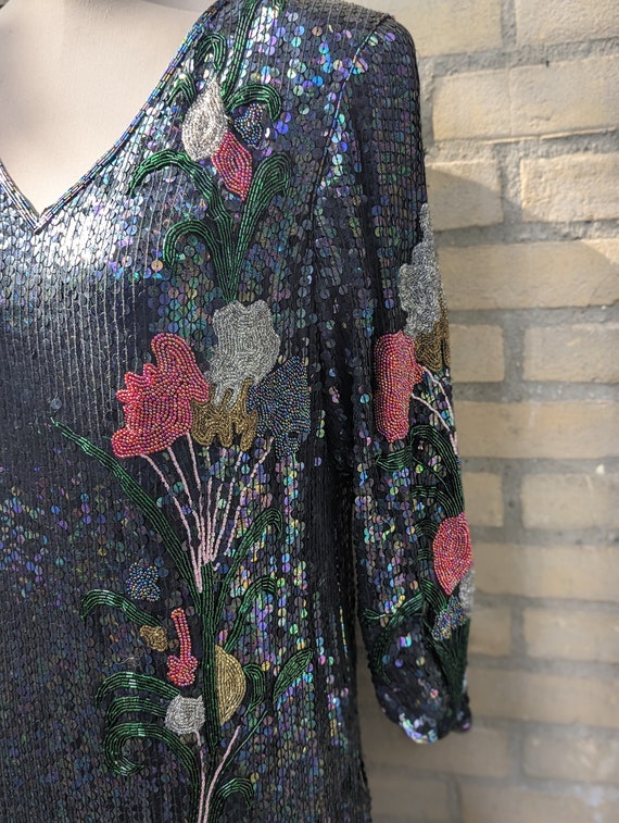 Vintage 1980s Stenay beaded silk size M dress, ma… - image 2