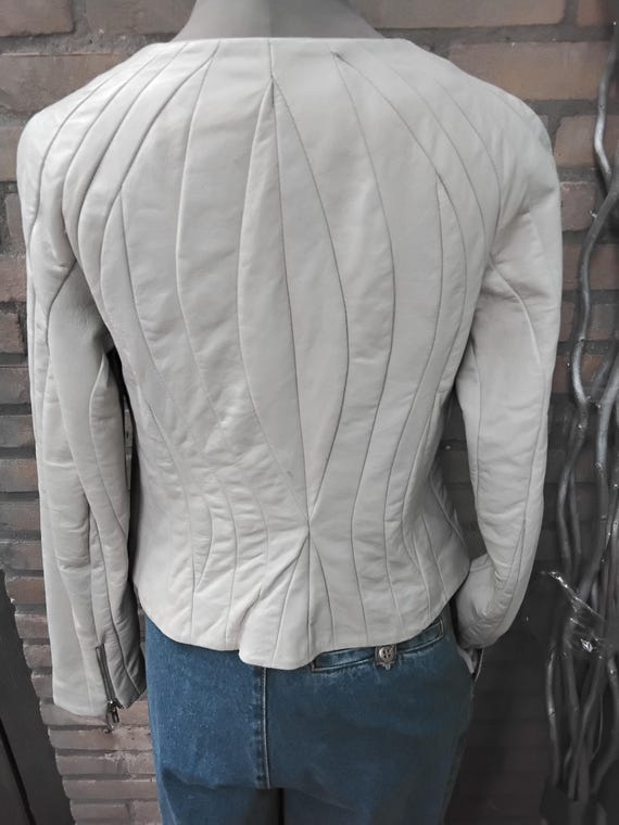 Arma soft leather patchwork off white chalk cropp… - image 7