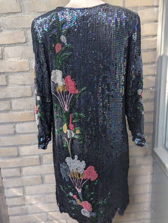 Vintage 1980s Stenay beaded silk size M dress, ma… - image 10