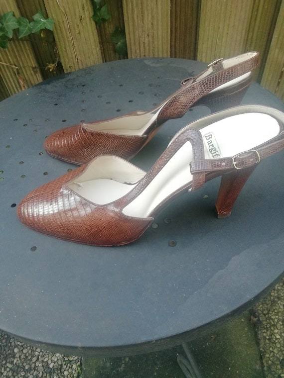 Bottes Vintage BARGIF Cuir Marron 1982 - Taille 35.5, Talon Haut, Genou - Occasion
