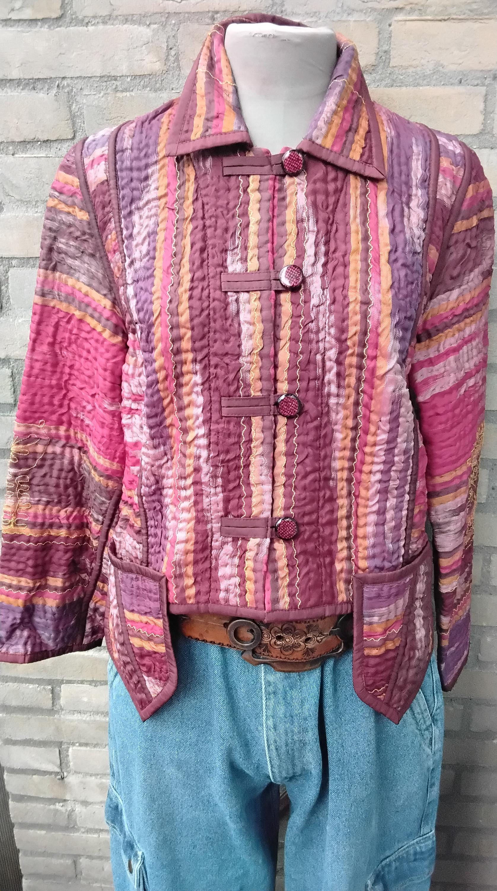 ジャケット・アウター [archives]80s Unknown 2way FreezeBlouson Funky One of a Kind Colorful Seersucker Quilted Jacket