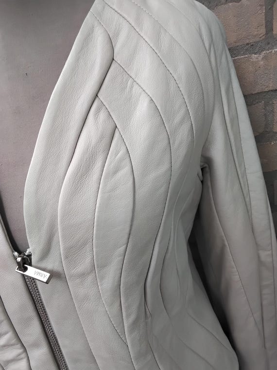 Arma soft leather patchwork off white chalk cropp… - image 4