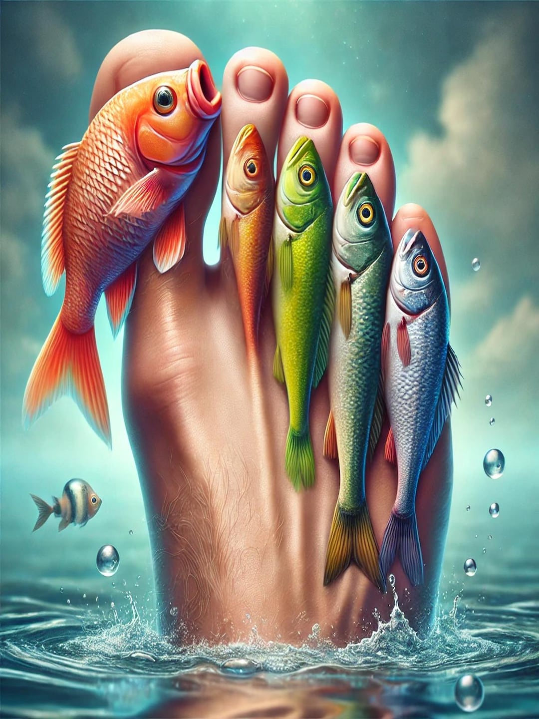 Surreal Foot With Fish Toes Digital Art Whimsical Ocean-themed ...