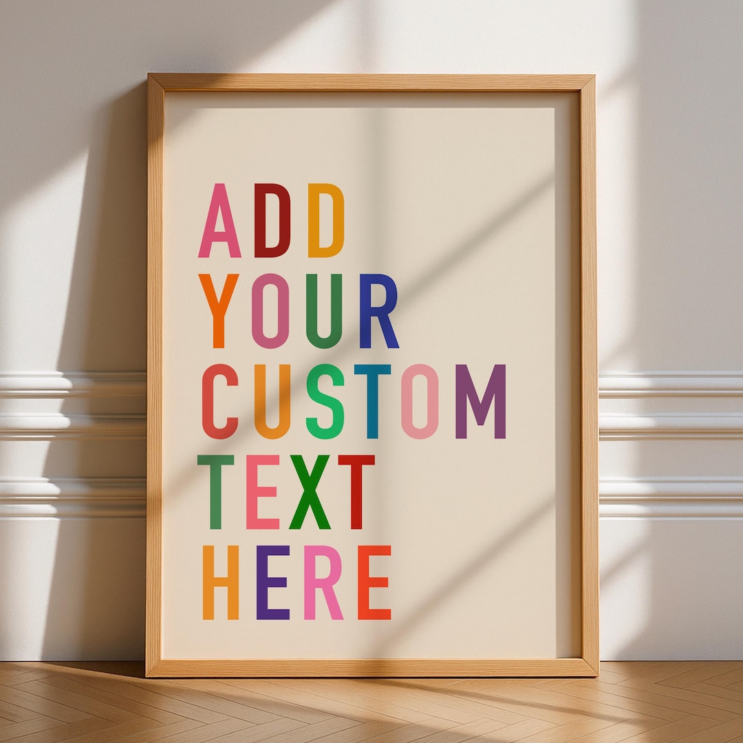 Custom Text Print, Unframed Art, Bold and Bright Funky Colours ...