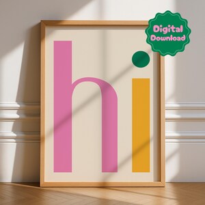 Bonjour impression mot, téléchargement numérique, affiche d'art typographie, citations, simple, bonjour, art mural, rétro, tendance, minimaliste, affiche, lumineux, génial