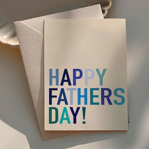 Carte de voeux Joyeuse fête des pères, carte de célébration, papa, vif et audacieux, drôle, meilleur ami, ami, typographie multicolore, anniversaire, bleu audacieux