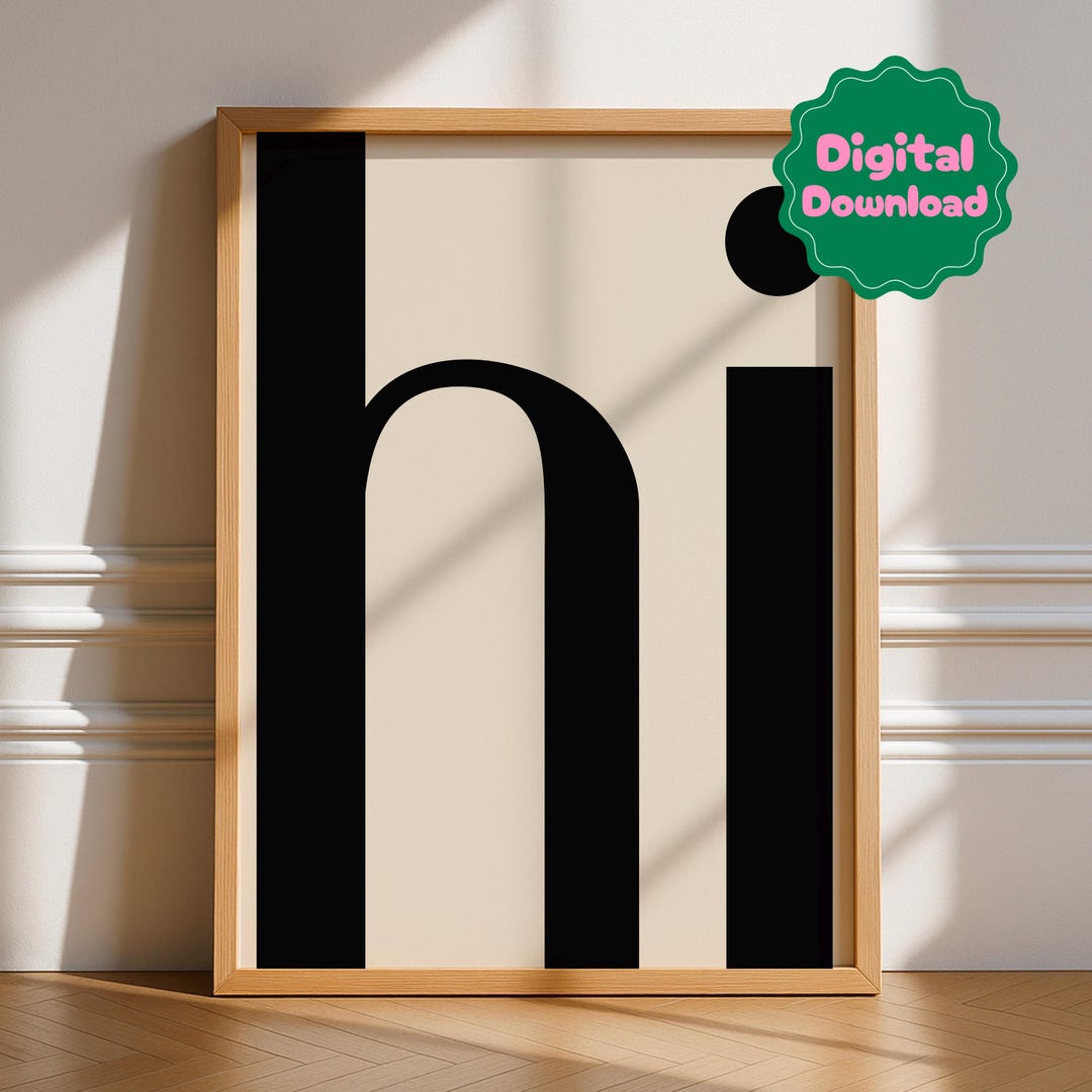 Hi Word Print, Typography Poster Art, Quotes, Simple, Hello, Digital ...