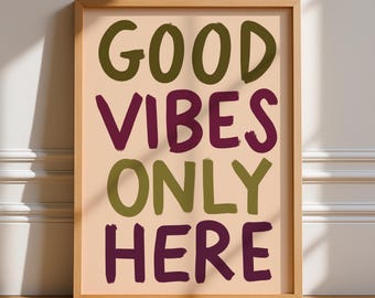 Good Vibes Only Print, Unframed Art, Bold Kitchen Posters, Trendy Decor, Living, Typography, Retro, Bedroom, Sleep, Records, Vinyl