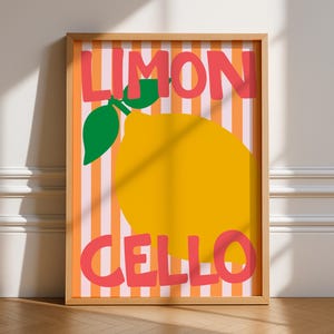 Limoncelloprint, ingelijste kunst, zomerkeukenafdrukken, Italiaans huisdecor, citroenfruit-citrusmarkt, barwagen, eetkamer, keukeneten